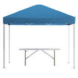 English Elm EE2069 Classic Commercial Grade Outdoor Bundle - Pop Up Tent/Folding Table Blue EEV-14817