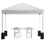 English Elm EE2072 Classic Commercial Grade Outdoor Bundle - Pop Up Tent/Folding Table White EEV-14824