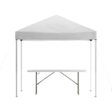 English Elm EE2076 Classic Commercial Grade Outdoor Bundle - Pop Up Tent/Folding Table White EEV-14833