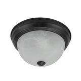 2 Light Flushmount in Flat Black Finish with White Glass