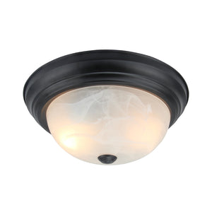 Yosemite Home Decor 2 Light Flushmount in Flat Black Finish with White Glass JK102-13BK-W-YHD