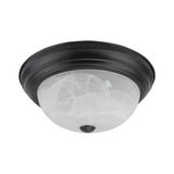 2 Light Flushmount in Flat Black Finish with White Glass