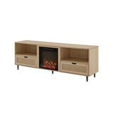 Walker Edison Jillian Modern/Boho 70" Modern Rattan Door Fireplace Console JLLF6FCO