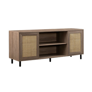 Walker Edison Jillian Scandinavian/Boho 58" 2 Door Wood and Rattan TV Stand JLLM2FAG
