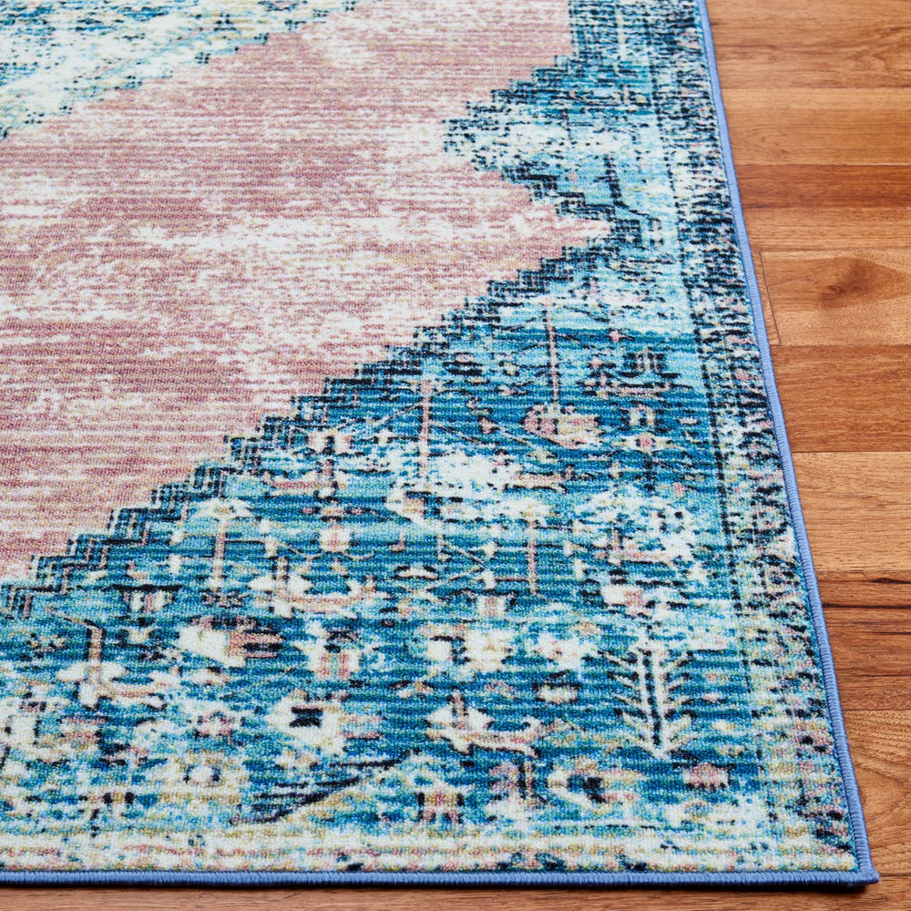Journey 147 Transitional Power Loomed 100% Polyamide Rug Blue / Pink