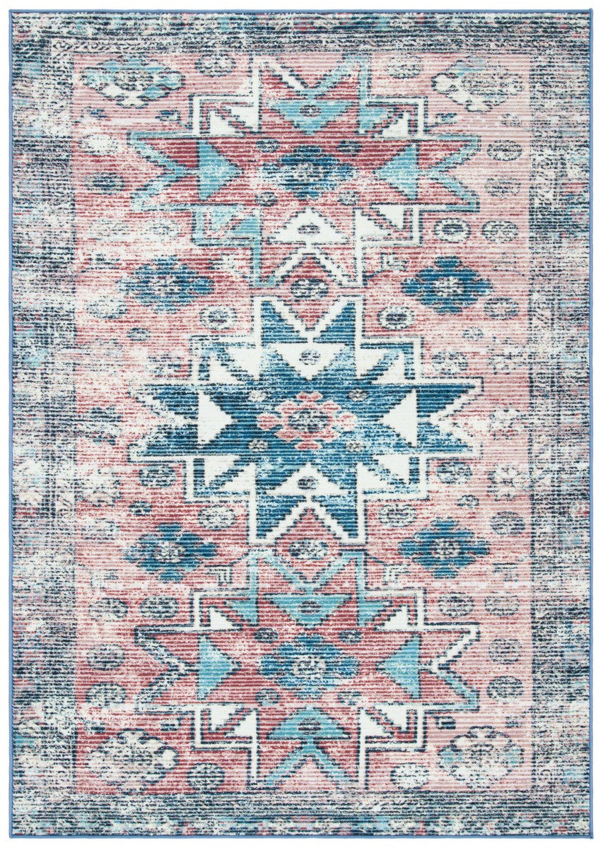 Journey 148 Transitional Power Loomed 100% Polyamide Rug Pink / Blue