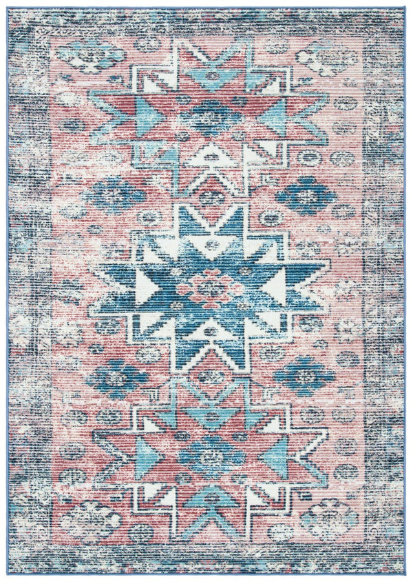 Journey 148 Transitional Power Loomed 100% Polyamide Rug Pink / Blue