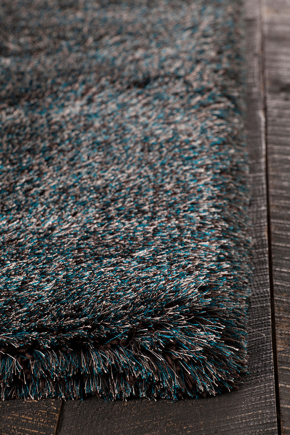 Chandra Rugs Joni 100% Polyester Hand-Woven Contemporary Rug Blue/Brown 9' x 13'