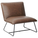 Jordan Armless Accent Chair in Chocolate Leatherette with Chrome Metal Base by Diamond Sofa