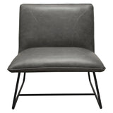 Jordan Armless Accent Chair in Weathered Grey Leatherette with Black Metal Base