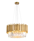 Bethel Gold Chandelier in Stainless Steel & Crystal