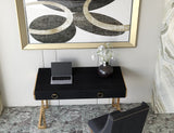 Shatana Home Julia Desk Black Ash Veneer And Gold