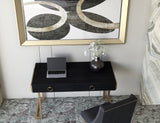 Shatana Home Julia Desk Black Ash Veneer And Brass