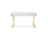 Shatana Home Julia Desk Glossy White Lacquer And Gold