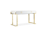 Shatana Home Julia Desk Glossy White Lacquer And Gold