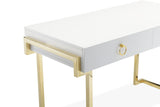 Shatana Home Julia Desk Glossy White Lacquer And Gold