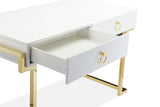 Shatana Home Julia Desk Glossy White Lacquer And Gold