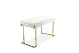 Shatana Home Julia Desk Glossy White Lacquer And Gold