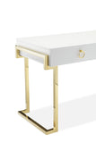 Shatana Home Julia Desk Glossy White Lacquer And Gold