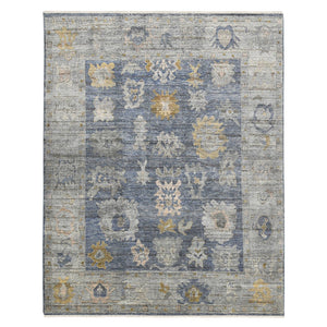 AMER Rugs Jwell JWL-4 Hand-Knotted Bordered Transitional Area Rug Water Blue 10' x 14'