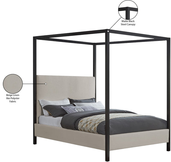 James Linen Textured Fabric / Steel / Plywood / Foam Contemporary Beige Linen Textured Fabric Full Bed - 59" W x 80" D x 86" H