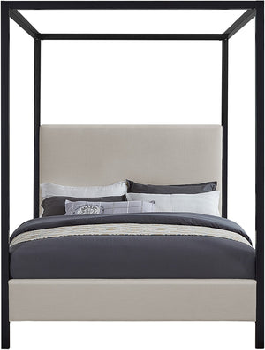 James Linen Textured Fabric / Steel / Plywood / Foam Contemporary Beige Linen Textured Fabric Full Bed - 59" W x 80" D x 86" H