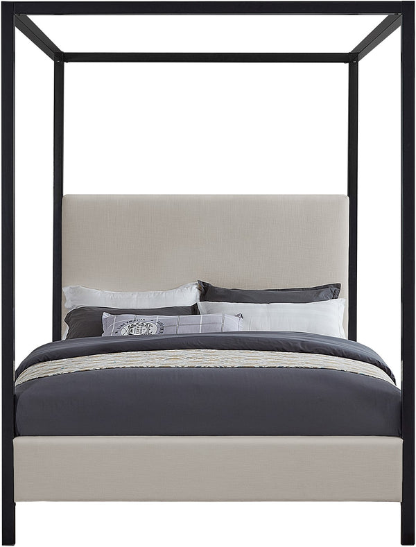 James Linen Textured Fabric / Steel / Plywood / Foam Contemporary Beige Linen Textured Fabric Queen Bed - 65" W x 85" D x 86" H