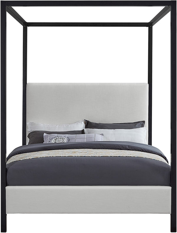 James Linen Textured Fabric / Steel / Plywood / Foam Contemporary Cream Linen Textured Fabric Full Bed - 59" W x 80" D x 86" H