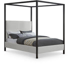 James Linen Textured Fabric / Steel / Plywood / Foam Contemporary Cream Linen Textured Fabric King Bed - 81" W x 85" D x 86" H