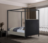 James Linen Textured Fabric / Steel / Plywood / Foam Contemporary Grey Linen Textured Fabric Full Bed - 59" W x 80" D x 86" H