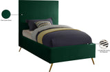 Jasmine Velvet / Engineered Wood / Metal / Foam Contemporary Green Velvet Twin Bed - 44" W x 82" D x 58" H