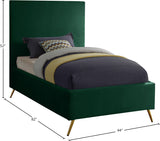 Jasmine Velvet / Engineered Wood / Metal / Foam Contemporary Green Velvet Twin Bed - 44" W x 82" D x 58" H