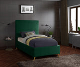 Jasmine Velvet / Engineered Wood / Metal / Foam Contemporary Green Velvet Twin Bed - 44" W x 82" D x 58" H