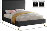 Jasmine Velvet / Engineered Wood / Metal / Foam Contemporary Grey Velvet Full Bed - 59.5" W x 82" D x 58" H