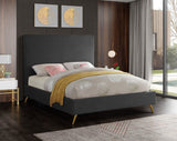 Jasmine Velvet / Engineered Wood / Metal / Foam Contemporary Grey Velvet Full Bed - 59.5" W x 82" D x 58" H