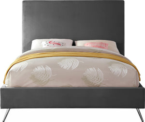 Jasmine Velvet / Engineered Wood / Metal / Foam Contemporary Grey Velvet Full Bed - 59.5" W x 82" D x 58" H
