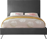 Jasmine Velvet / Engineered Wood / Metal / Foam Contemporary Grey Velvet Full Bed - 59.5" W x 82" D x 58" H