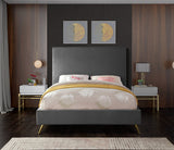 Jasmine Velvet / Engineered Wood / Metal / Foam Contemporary Grey Velvet Full Bed - 59.5" W x 82" D x 58" H