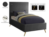 Jasmine Velvet / Engineered Wood / Metal / Foam Contemporary Grey Velvet Twin Bed - 44" W x 82" D x 58" H