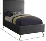 Jasmine Velvet / Engineered Wood / Metal / Foam Contemporary Grey Velvet Twin Bed - 44" W x 82" D x 58" H