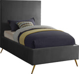 Jasmine Velvet / Engineered Wood / Metal / Foam Contemporary Grey Velvet Twin Bed - 44" W x 82" D x 58" H