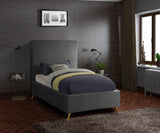 Jasmine Velvet / Engineered Wood / Metal / Foam Contemporary Grey Velvet Twin Bed - 44" W x 82" D x 58" H