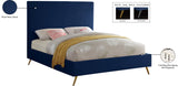 Jasmine Velvet / Engineered Wood / Metal / Foam Contemporary Navy Velvet Full Bed - 59.5" W x 82" D x 58" H