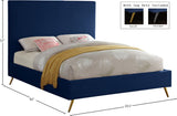 Jasmine Velvet / Engineered Wood / Metal / Foam Contemporary Navy Velvet Full Bed - 59.5" W x 82" D x 58" H