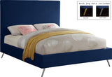 Jasmine Velvet / Engineered Wood / Metal / Foam Contemporary Navy Velvet Full Bed - 59.5" W x 82" D x 58" H