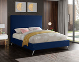 Jasmine Velvet / Engineered Wood / Metal / Foam Contemporary Navy Velvet Full Bed - 59.5" W x 82" D x 58" H