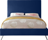 Jasmine Velvet / Engineered Wood / Metal / Foam Contemporary Navy Velvet Full Bed - 59.5" W x 82" D x 58" H