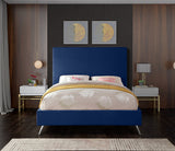 Jasmine Velvet / Engineered Wood / Metal / Foam Contemporary Navy Velvet Full Bed - 59.5" W x 82" D x 58" H