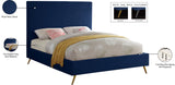 Jasmine Velvet / Engineered Wood / Metal / Foam Contemporary Navy Velvet King Bed - 81" W x 87.5" D x 58" H