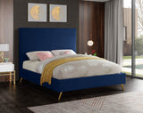 Jasmine Velvet / Engineered Wood / Metal / Foam Contemporary Navy Velvet Queen Bed - 65" W x 87.5" D x 58" H